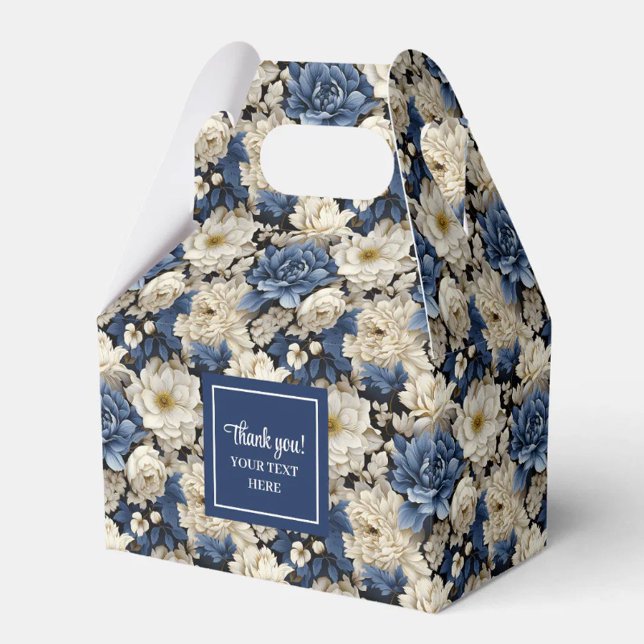 Designer Blå Blommor Personlig Gåva Box Presentaskar (Designer Blue Flowers Personalized Favor Box)