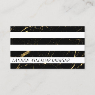 Designer Black and Guld Marble White Stripe Visitkort