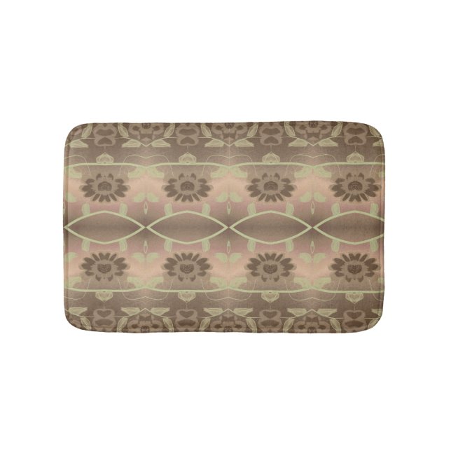 Designer-Blommigt Mat med mjuk  och persikofärgad Badrumsmatta (Framsidan)