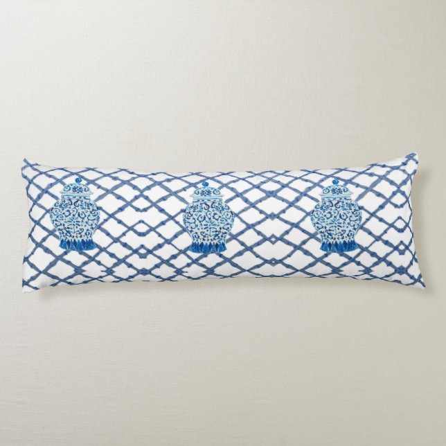 Designer Blue White Ginger Burk Burk  Kroppskudde (Baksidan)