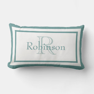 Designer Blue/White Monogram Namn Keepsaké Pillow Lumbarkudde