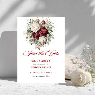 Designer Blush Burgundy Guld Save The Date Spara Datumet