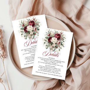 Designer Boho Burgund Blommor Grönt Guld Tilläggskort