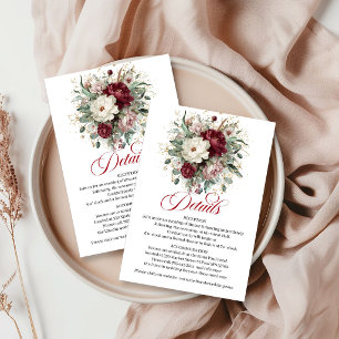 Designer Bourgogne Grönska Blommig Gulddetaljer Tilläggskort