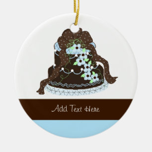 Designer Chocolate Bröllop Cake Julgransprydnad Keramik