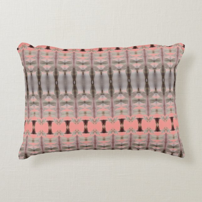Designer Coral och Grått Patterned Prydnadskudde (Framsidan)