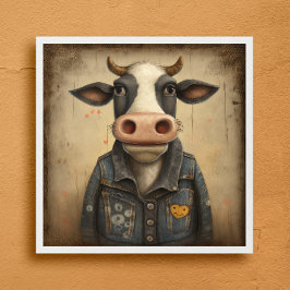 Designer Dairy Vest- Funny ko i en kostym Poster