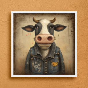 Designer Dairy Vest- Funny ko i en kostym Poster