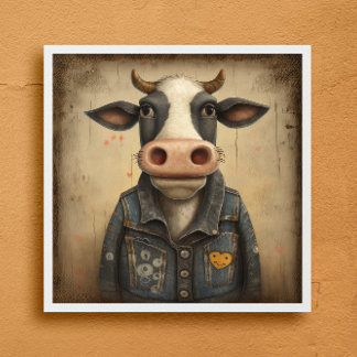 Designer Dairy Vest- Funny ko i en kostym Poster