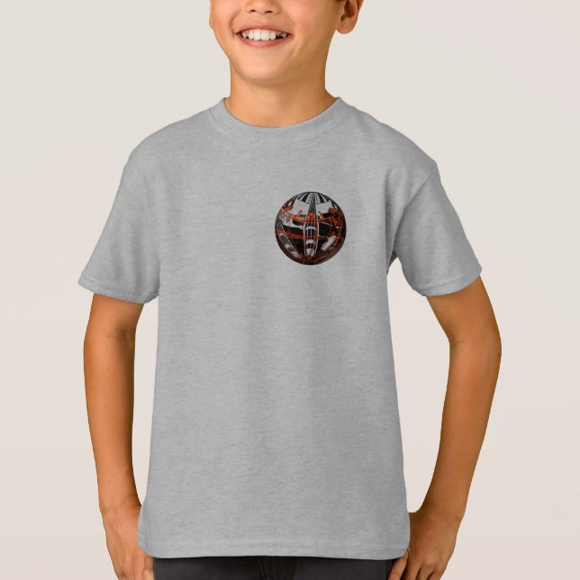 Designer Dartboard Globus und 3 Darts T Shirt (Framsida)