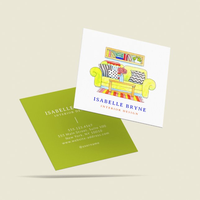 Designer designer dekorator för vattenfärg, möbler fyrkantigt visitkort (Skapare uppladdad)