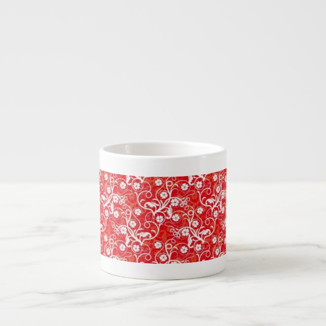 Designer Expresso Red White Swirl Mugg Espressomugg (Framsidan)
