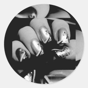 Designer Fingernails Runt Klistermärke
