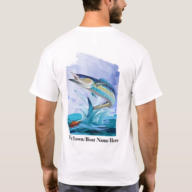 Designer Fishing T-Shirt. Wahoo med attityd. T Shirt (Baksida)