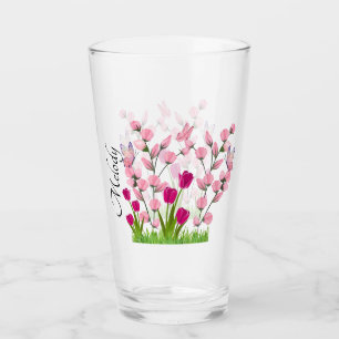 Designer Flowers & Butterflies Iced Glass Kopp