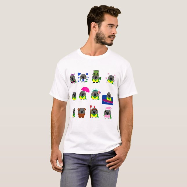 designer för helgdag för ネズミガシラハネナガインコオウムSenegal Tee (Hel framsida)