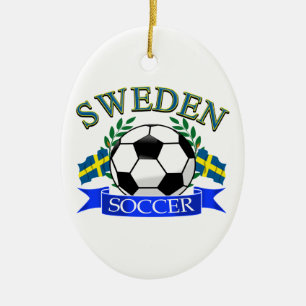 Designer för sverigefotbollboll julgransprydnad keramik