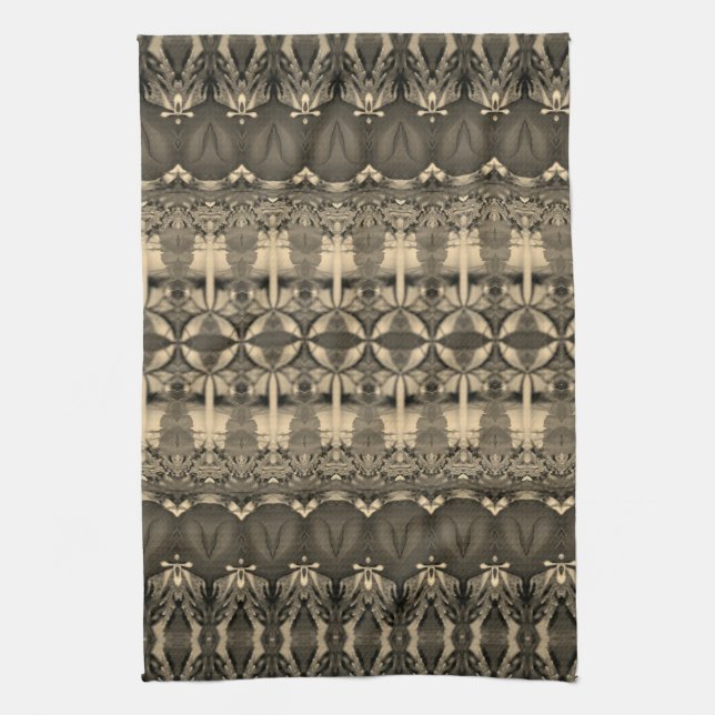 Designer gråbrun och krämfärgad kökshandduk (Vertikal)