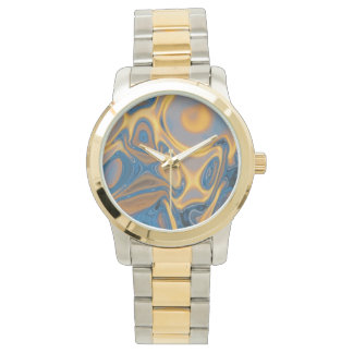 Designer Guld och Silver Watch - Abstrakt Art Armbandsur