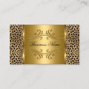DEsigner Guld Svart Leopard Djur Visitkort