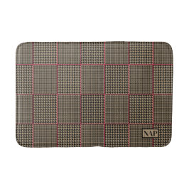 Designer Houndstooth Black Taupe Shock rosa Rand Badrumsmatta