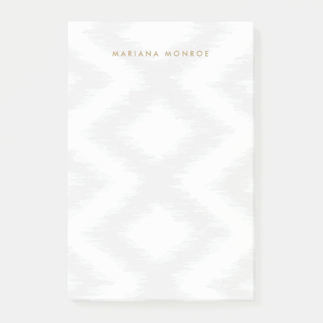 DESIGNER IKAT MÖNSTER in GRÅTT/WHITE Personlig Post-it Block (Framsida)