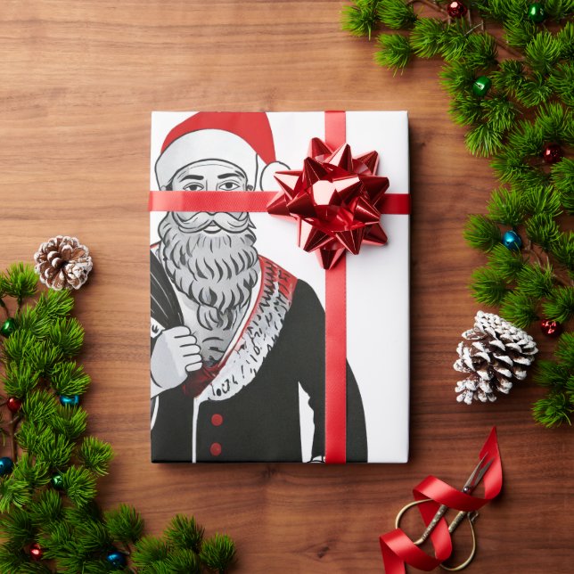 Designer jul Santa Mönster Wrapping Papper Presentpapper (Julgåva)