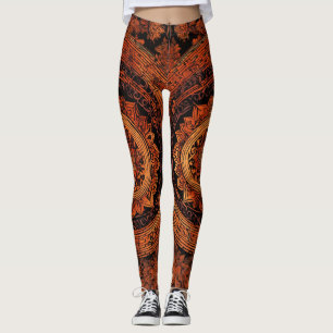 Designer Leggings med Tattoo-Inspired Mönster