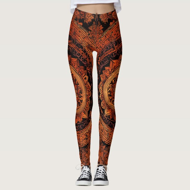 Designer Leggings med Tattoo-Inspired Mönster (Framsida)