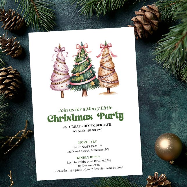 Designer leopard print Christmas tree invitation Inbjudningar (Designer leopard print Christmas tree invitation)