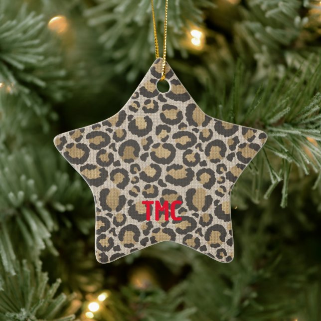 Designer Leopard Skriv ut Red Initialer jul-Chicen Julgransprydnad Keramik (Träd)
