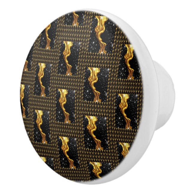 Designer Liquid Gold Black Monochrome Luxury Achem Knopp (Höger)