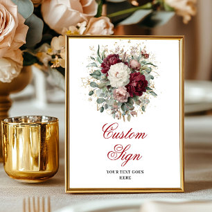 Designer Marsala Blommig Eukalyptus Guld Anpassad Poster