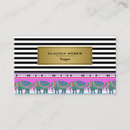 Designer modern trendig, svart och vit rand visitkort