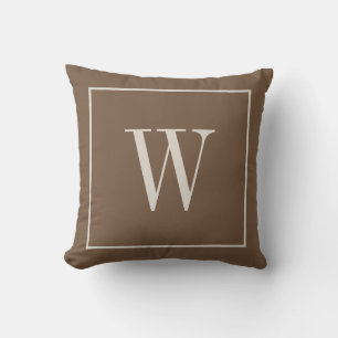 Designer Monogram Initial Toffee Brun & Elfenben Kudde