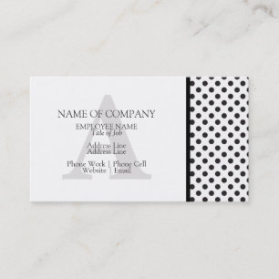 Designer Monogram Snyggt Black White Polka dots Visitkort