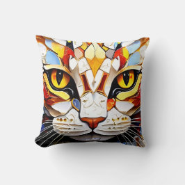 Designer Mosaic Cat Cushion dekorativ kudde