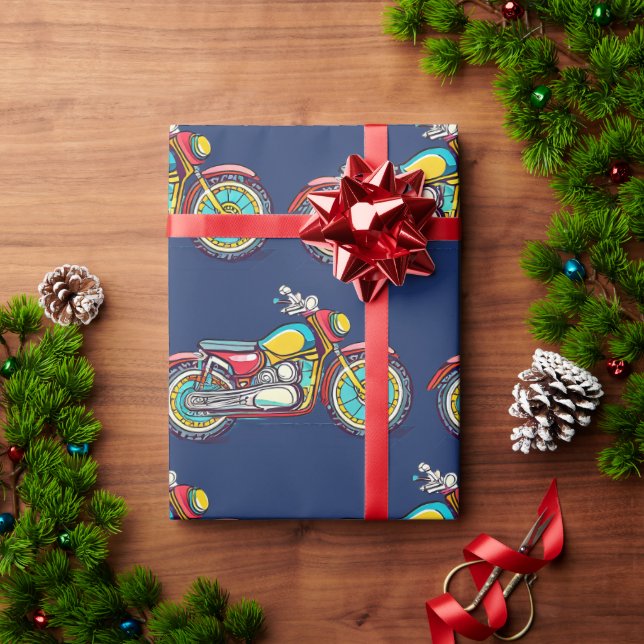 Designer Motorcycle Wrapping Papper Presentpapper (Julgåva)