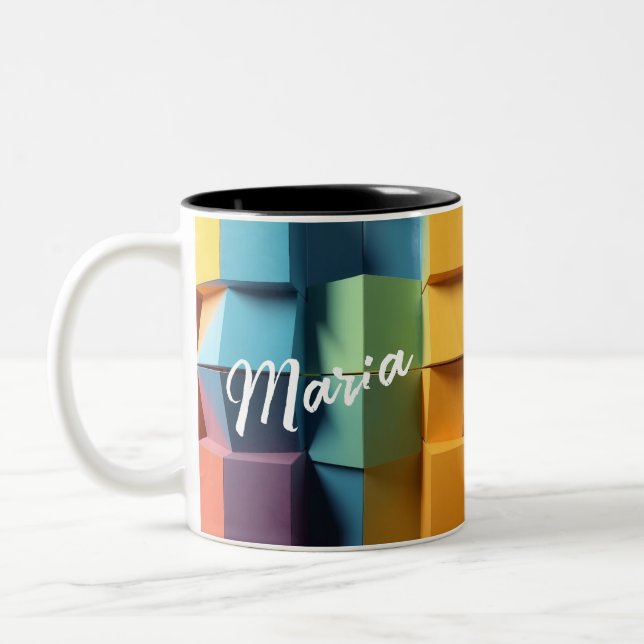 Designer Mug – Customizable Geometry Fusion Två-Tonad Mugg (Vänster)