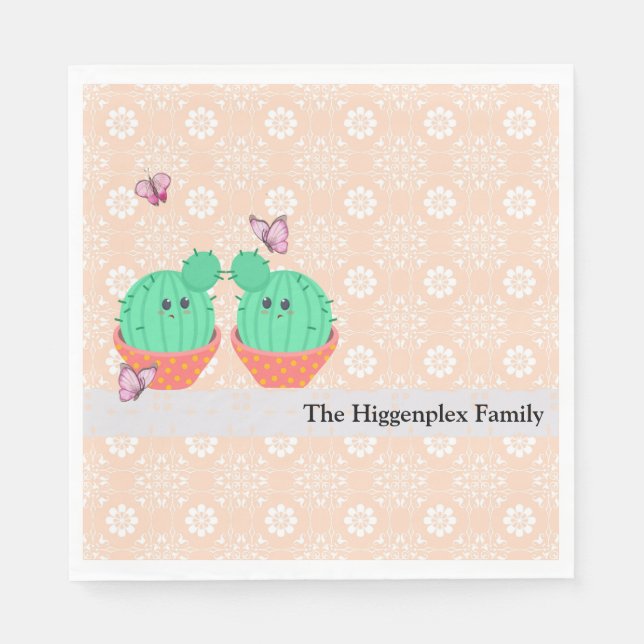 Designer Napkins med Cacti Pappersservett (Framsidan)