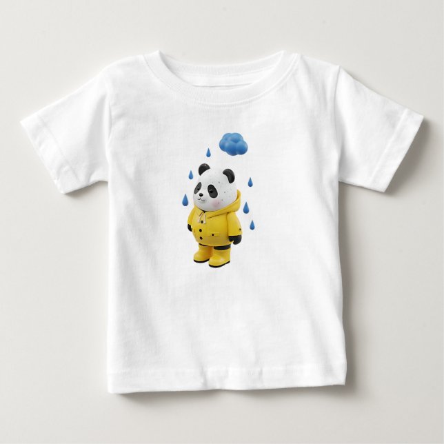 Designer Panda Vinylleksak i regnrock T Shirt (Framsida)