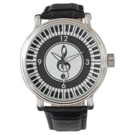 Designer Piano Nycklar och Treble Clef wristwatch Armbandsur