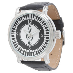 Designer Piano Nycklar och Treble Clef wristwatch Armbandsur