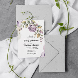 Designer Purple Rose Bröllopsinbjudan Inbjudningar