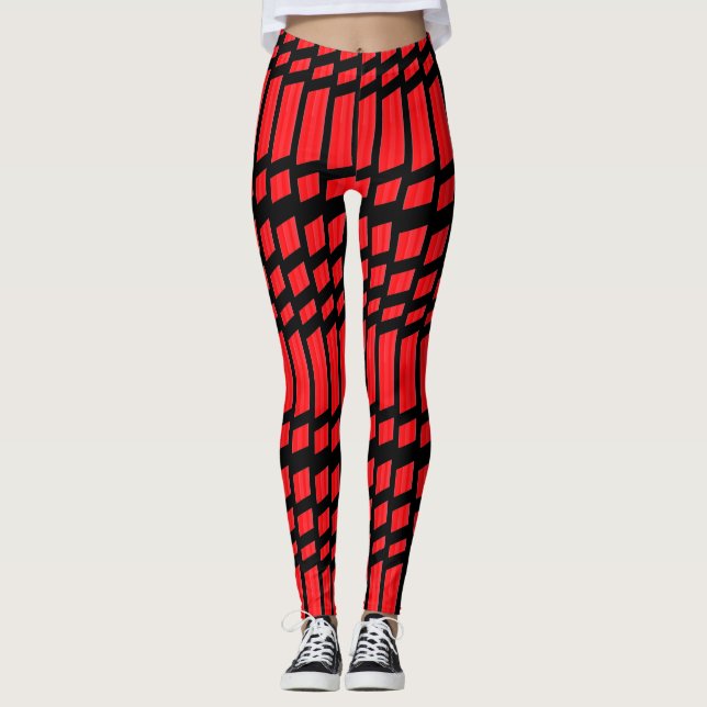 Designer Red Mönster Leggings (Framsida)