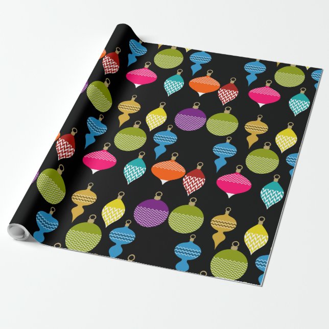 Designer Retro-juldekorativ Boll Presentpapper (Utrullad)