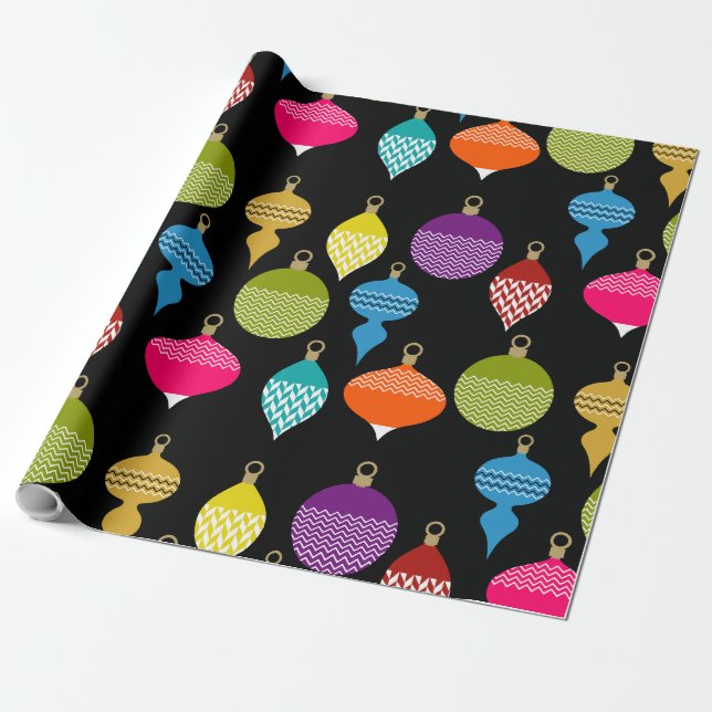 Designer Retro-juldekorativ Boll Presentpapper (Utrullad)