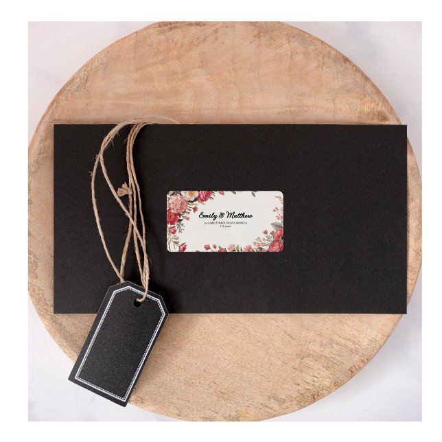 Designer Rosa Flower Bouquet-Returetiketter Adressetikett (Skapare uppladdad)