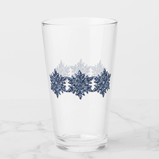 "Designer" Silver-Blue Uranian Sjö Snowflake Glaskopp (Framsida)