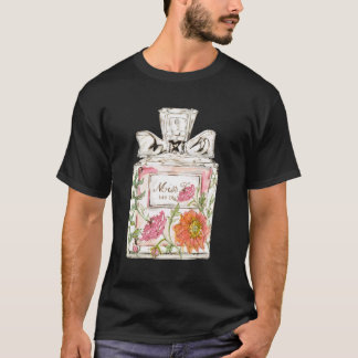 Designer Söt Rosa Blommigt Parfym Flaska Illustr T Shirt
